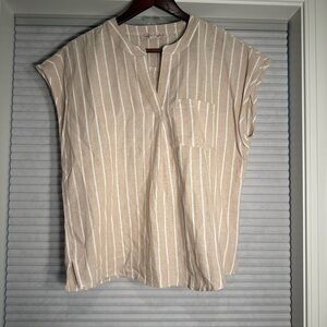 Linen blend beige striped shirt